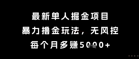 最新单人掘金项目，暴力撸金玩法，无风控，每个月多挣5k+-尤课网创