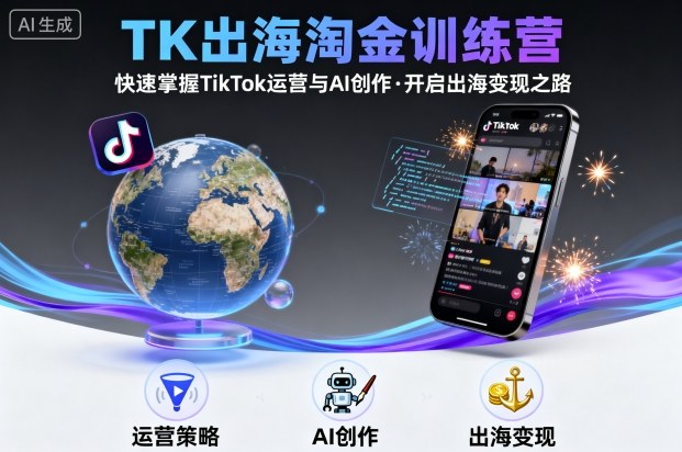 TK出海淘金训练营，助你快速掌握TikTok运营与AI创作，开启出海变现之路-尤课网创