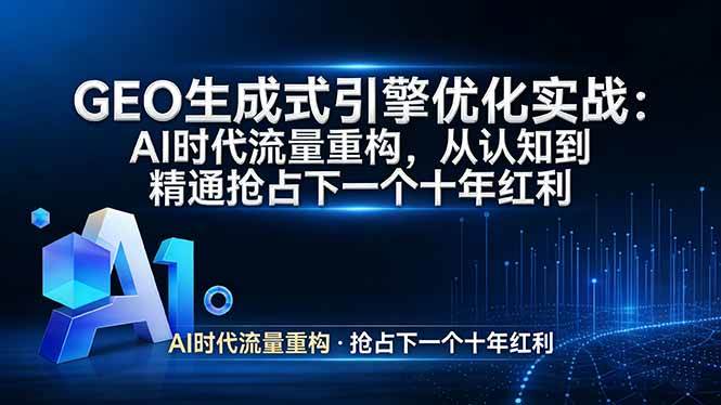 （17708期）GEO 生成式引擎优化实战：AI时代流量重构，从认知到精通抢占下一个十年红利-尤课网创