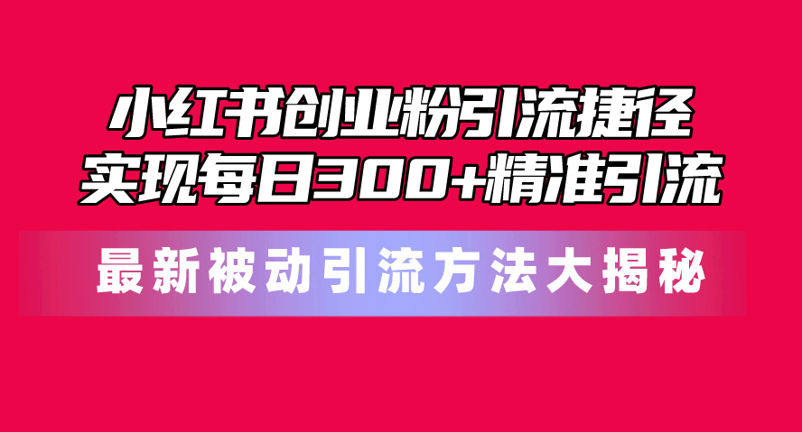（10692期）小红书创业粉引流捷径！最新被动引流方法大揭秘，实现每日300+精准引流-尤课网创