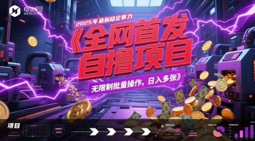 全网首发，2025年最新稳定暴力全自动自撸项目，无限制批量操作，日入多张-尤课网创