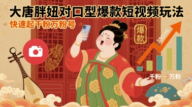 大唐胖妞对口型爆款短视频玩法，快速起千粉万粉号-尤课网创
