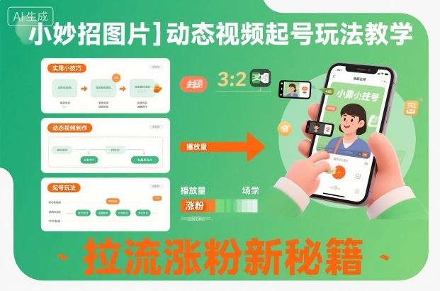 小妙招图片+动态视频起号玩法教学,拉流涨粉新秘籍-尤课网创