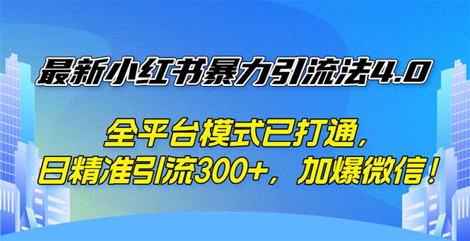 （12505期）最新小红书暴力引流法4.0， 全平台模式已打通，日精准引流300+，加爆微…-尤课网创