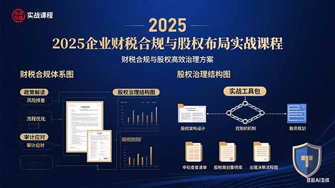 2025企业财税合规与股权布局的实战课程：财税合规与股权高效治理方案-尤课网创