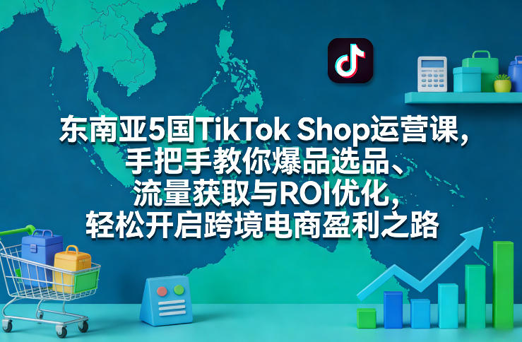 东南亚5国TikTok Shop运营课,手把手教你爆品选品、流量获取与ROI优化,轻松开启跨境电商盈利之路-尤课网创