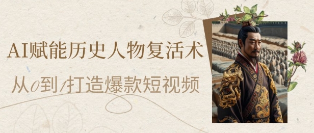 AI赋能历史人物复活术：从0到1打造爆款短视频，7天涨粉10W，小白也能月入过1W-尤课网创