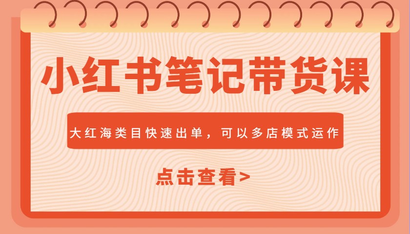 小红书笔记带货课，大红海类目快速出单，市场大，可以多店模式运作(更新)-尤课网创
