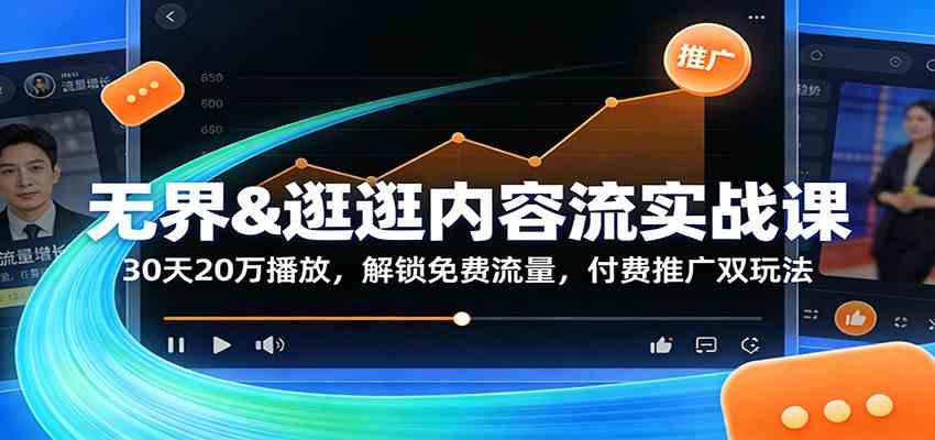 无界&逛逛内容流实战课：30天20万播放，解锁免费流量，付费推广双玩法-尤课网创