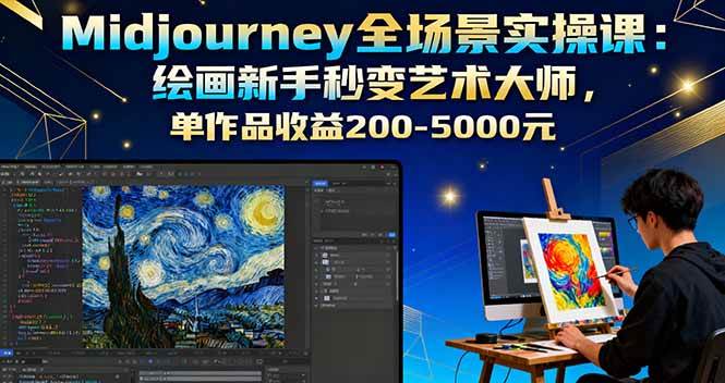 (16125期)Midjourney全场景实操课:绘画新手秒变艺术大师,单作品收益200-5000元-尤课网创