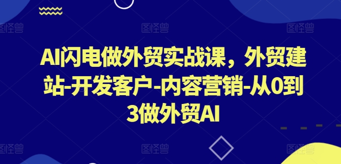AI闪电做外贸实战课，​外贸建站-开发客户-内容营销-从0到3做外贸AI-尤课网创