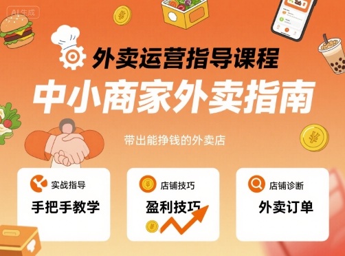 外卖运营指导课程，中小商家外卖指南，手把手带出能挣钱的外卖店-尤课网创