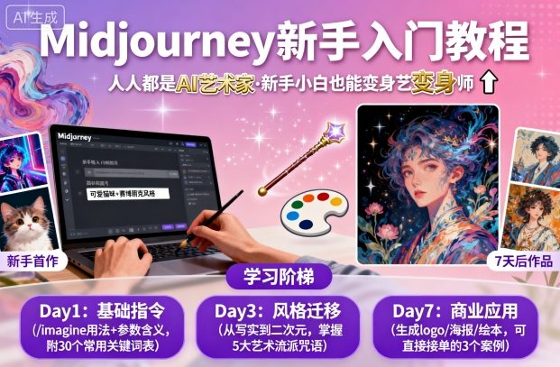 midjourney新手入门教程：人人都是AI艺术家，新手小白也能变身艺术大师-尤课网创
