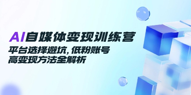 AI自媒体变现训练营，平台选择避坑，低粉账号高变现方法全解析-尤课网创