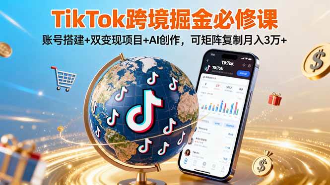（16003期）TikTo跨境掘金必修课，账号搭建+双变现项目+AI创作，可矩阵复制月入3万+-尤课网创