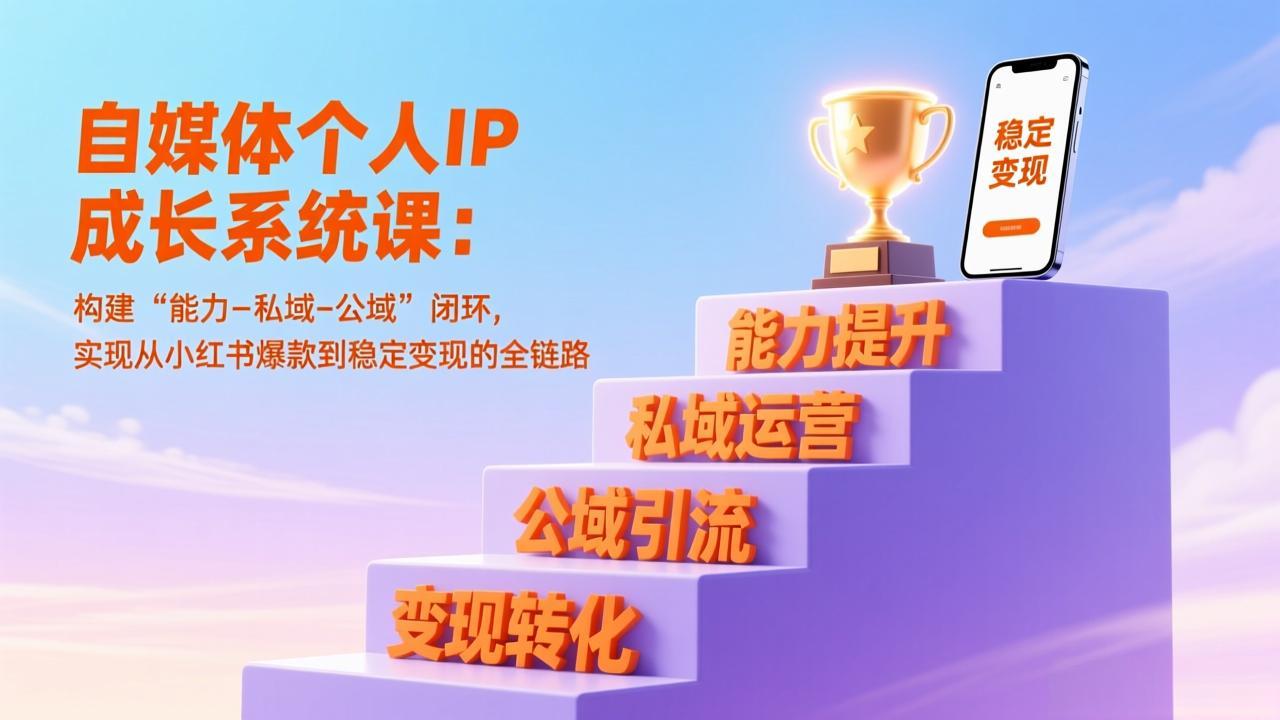 自媒体个人IP成长系统课:构建“能力-私域-公域”闭环,实现从小红书爆款到稳定变现的全链路-尤课网创