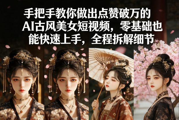 手把手教你做出点赞破万的AI古风美女短视频，零基础也能快速上手，全程拆解细节-尤课网创
