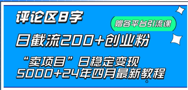 抖音评论区8字日截流200+创业粉 “卖项目”日稳定变现5000+-尤课网创