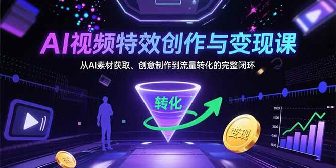 （15587期）AI视频特效创作与变现课：从AI素材获取、创意制作到流量转化的完整闭环-尤课网创