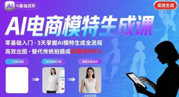AI模特进阶课程，0基础高效生成逼真电商模特图-尤课网创