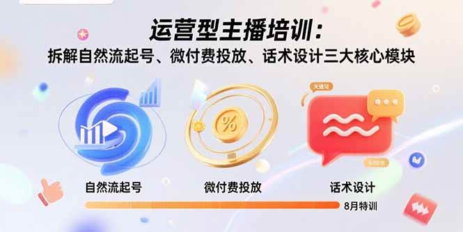 （15654期）运营型主播培训：拆解自然流起号、微付费投放、话术设计三大核心模块-8月-尤课网创
