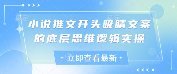 小说推文开头吸睛文案的底层思维逻辑实操-尤课网创
