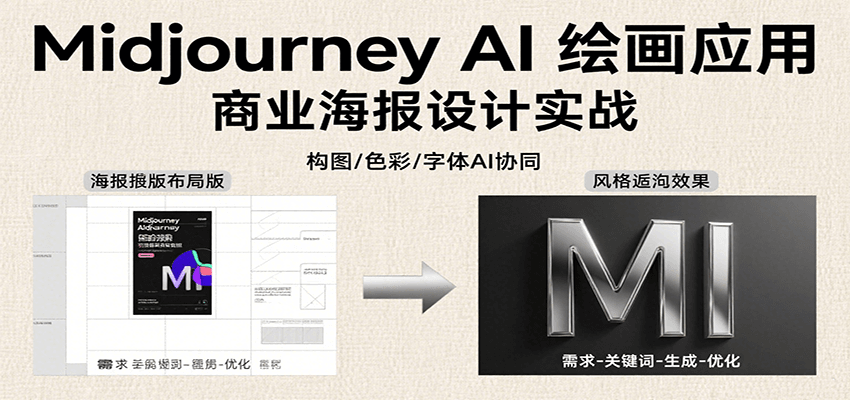 Midjourney AI绘画应用，关键词指令解析、漫画头像制作、海报设计、3D人物生成等-尤课网创