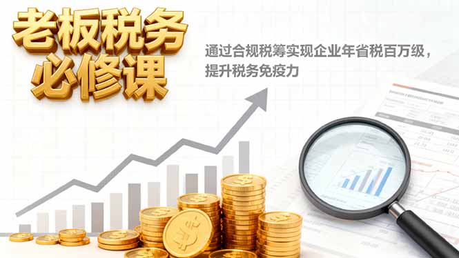 老板税务必修课，通过合规税筹实现企业年省税百万级，提升税务免疫力-尤课网创