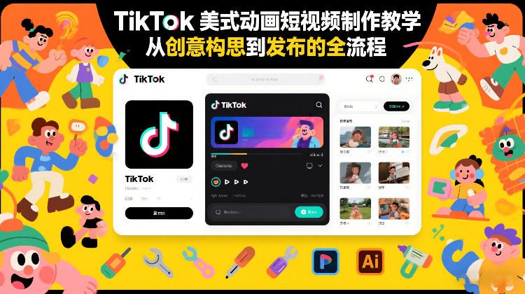 TikTok美式动画短视频制作教学,从创意构思到发布的全流程-尤课网创