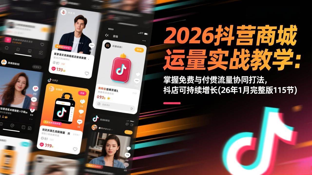 （17165期）2026抖音商城运营实战教学：掌握免费与付费流量协同打法，抖店可持续增长(26年1月完整版115节)-尤课网创