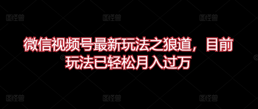 微信视频号最新玩法之狼道，目前玩法已轻松月入过万-尤课网创