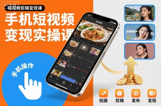 手机短视频变现实操课，短视频剪辑变现课-尤课网创