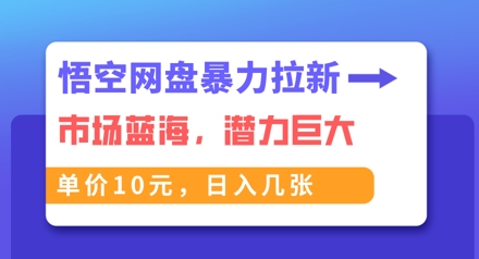 悟空网盘暴力拉新：一单10元，市场空白，日入几张-尤课网创