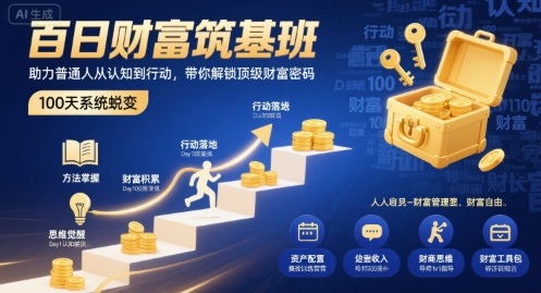 百日财富筑基班，助力普通人从认知到行动，带你解锁顶级财富密码-尤课网创