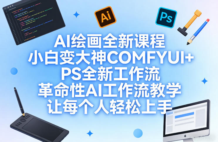 AI绘画全新课程,小白变大神COMFYUI+PS全新工作流,革命性AI工作流教学,让每个人轻松上手-尤课网创