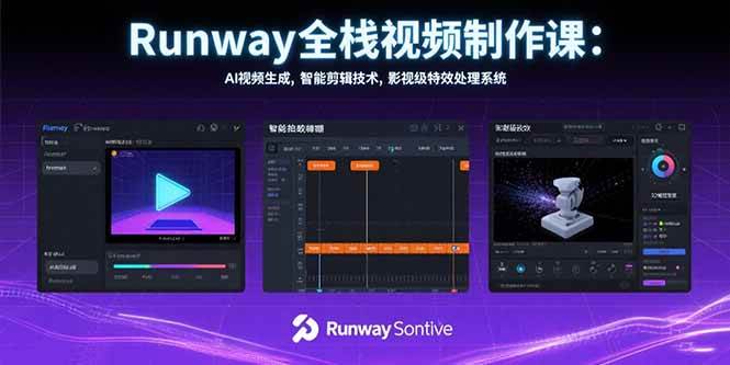 （15515期）Runway全栈视频制作课：AI视频生成，智能剪辑技术，影视级特效处理系统-尤课网创