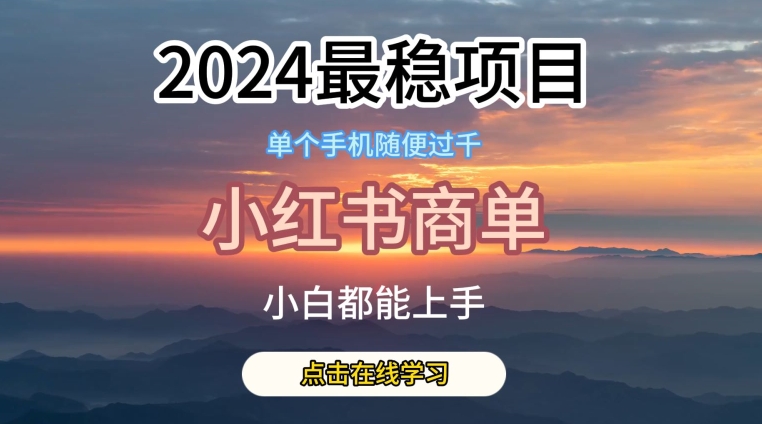 2024最稳蓝海项目,小红书商单项目,没有之一