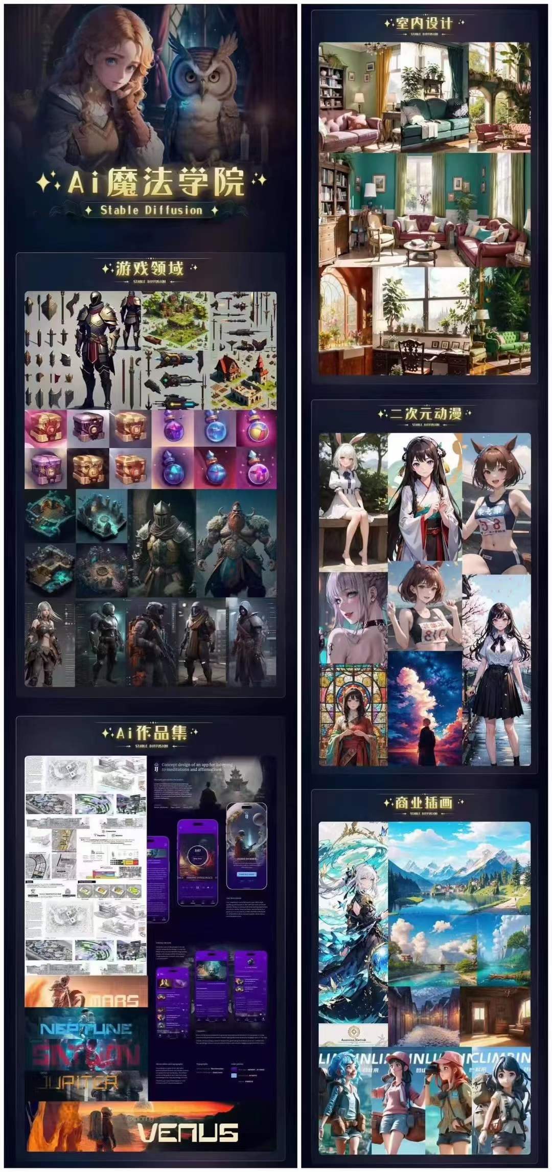Ai魔法绘画 Stable Diffusion专业课 高效辅助Ui/运营作品集 0到精通系统课-尤课网创