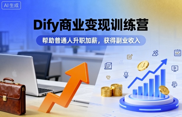 Dify商业变现训练营，帮助普通人升职加薪，获得副业收入-尤课网创
