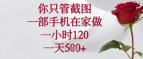 你只管截图，一部手机在家可以做，一小时120.一天5张+【揭秘】-尤课网创