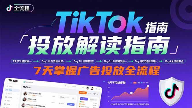（15753期）TikTok投放解读指南：后台操作/计划建立/模式选择，7天掌握广告投放全流程-尤课网创