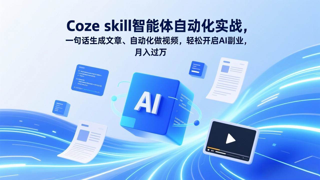 （17399期）Coze skill智能体自动化实战，一句话生成文章、自动化做视频，轻松开启AI副业，月入过万-尤课网创