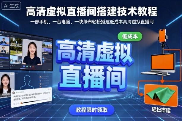 高清虚拟直播间搭建技术教程，一部手机、一台电脑、一块绿布轻松搭建低成本高清虚拟直播间-尤课网创