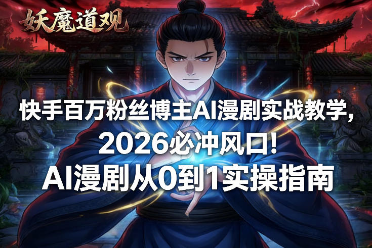 快手百万粉丝博主AI漫剧实战教学,2026必冲风口!AI漫剧从0到1实操指南 快手百万粉丝博主AI漫剧实战教学,2026必冲风口!AI漫剧从0到1实操指南