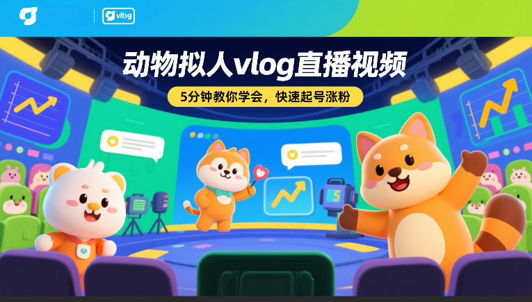 动物拟人vlog直播视频，5分钟教你学会，快速起号涨粉-尤课网创