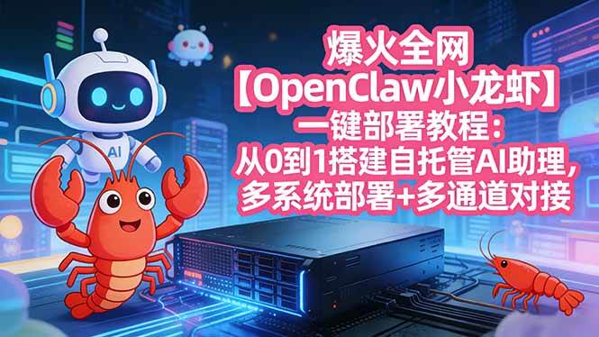 （17612期）爆火全网【OpenClaw 小龙虾】一键部署教程：从0到1搭建自托管AI助理，多系统部署+多通道对接-尤课网创