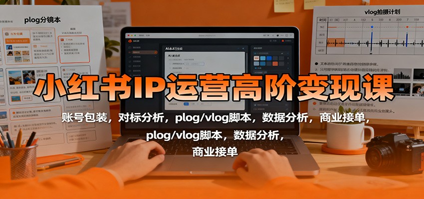 小红书IP运营高阶变现课:账号包装,对标分析,plog/vlog脚本,数据分析,商业接单-尤课网创