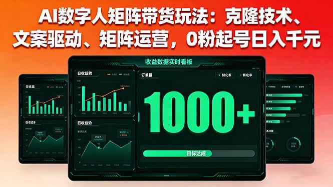 （16050期）AI数字人矩阵带货玩法：克隆技术、文案驱动、矩阵运营，0粉起号日入千元-尤课网创