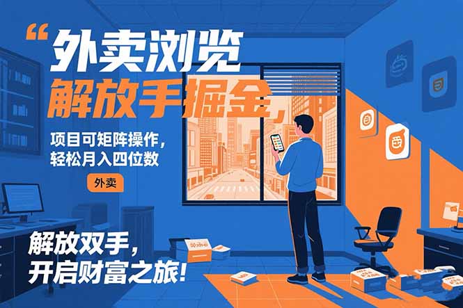外卖浏览掘金项目 可矩阵操作 轻松日入500+-尤课网创