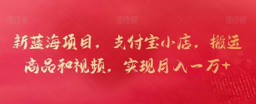 新蓝海项目，支付宝小店，搬运商品和视频，实现月入一万+【揭秘】-尤课网创